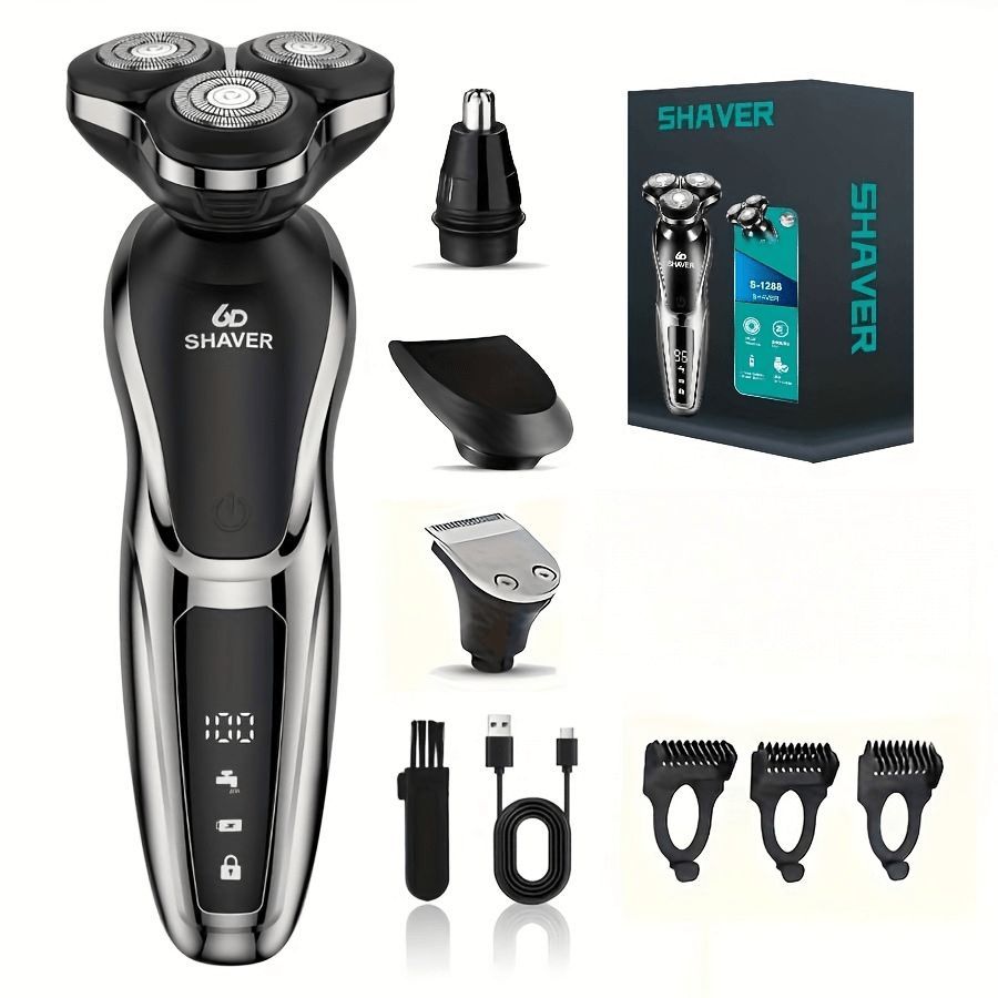 Men'S Electric Shaver 4-In-1 Shaver Multifunctional Shaver USB Charging Shaver - Black - Size 1168 - Image 1