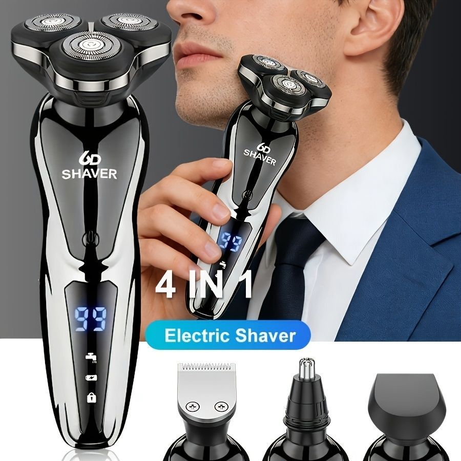 Men'S Electric Shaver 4-In-1 Shaver Multifunctional Shaver USB Charging Shaver - Black - Size 1168 - Image 2