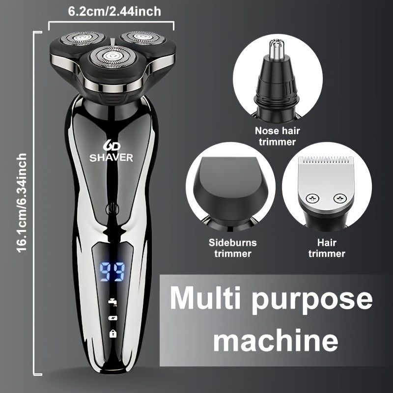 Men'S Electric Shaver 4-In-1 Shaver Multifunctional Shaver USB Charging Shaver - Black - Size 1168 - Image 5