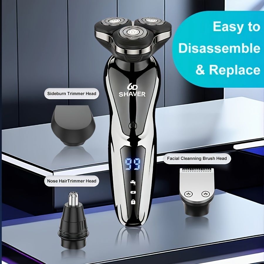 Men'S Electric Shaver 4-In-1 Shaver Multifunctional Shaver USB Charging Shaver - Black - Size 1168 - Image 7