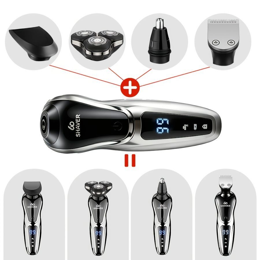 Men'S Electric Shaver 4-In-1 Shaver Multifunctional Shaver USB Charging Shaver - Black - Size 1168 - Image 8