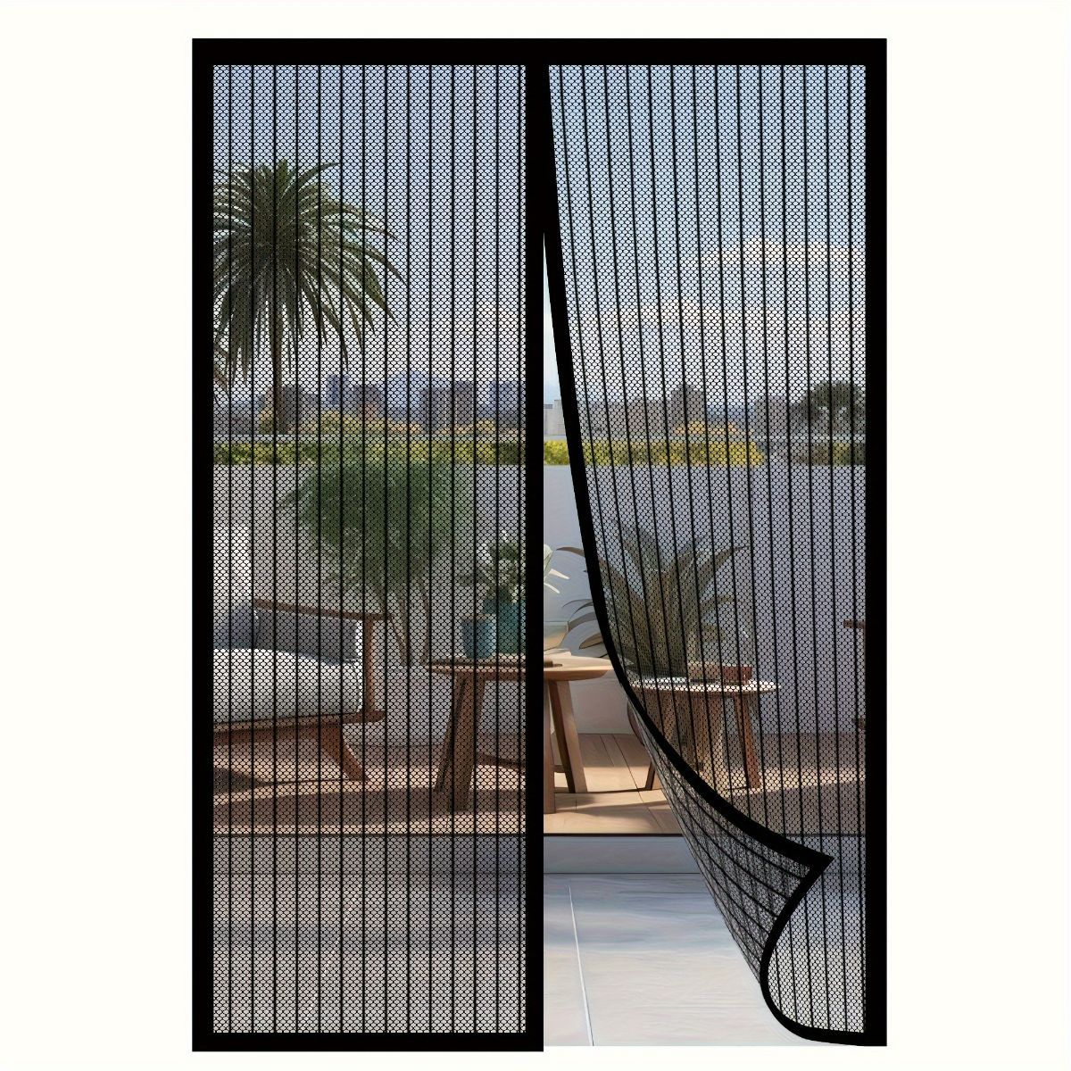 Magnetic Screen Door Self-Sealing Mesh Curtain Heavy-Duty Screen Door Insect - Black - Size 80-210cm - Image 6