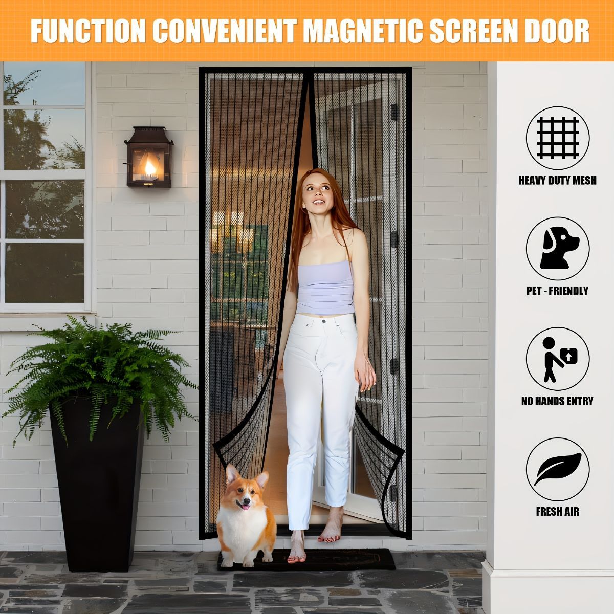 Magnetic Screen Door Self-Sealing Mesh Curtain Heavy-Duty Screen Door Insect - White - Size 110-210cm - Image 5