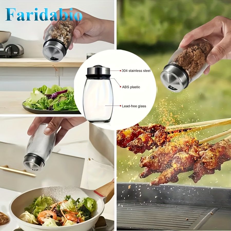 7 pieces rotating base spice dispenser, kitchen supplies, spice dispenser set, including salt, pepper and sugar dispenser - perfect for kitchen storage and organization - Image 5