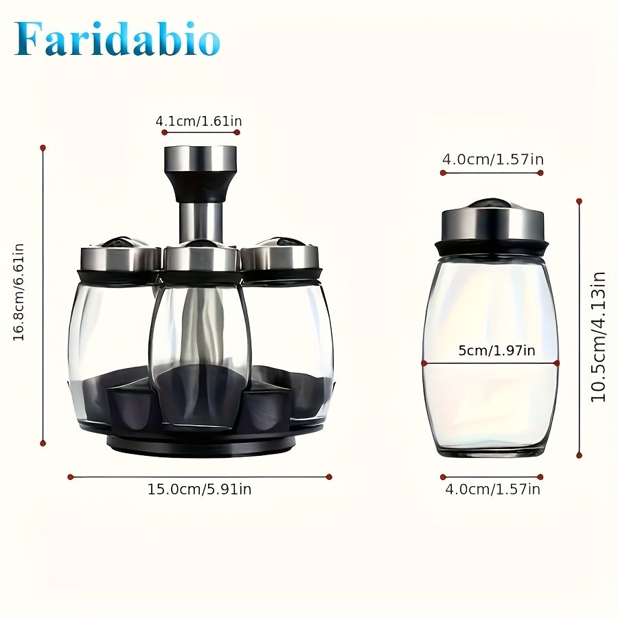 7 pieces rotating base spice dispenser, kitchen supplies, spice dispenser set, including salt, pepper and sugar dispenser - perfect for kitchen storage and organization - Image 8