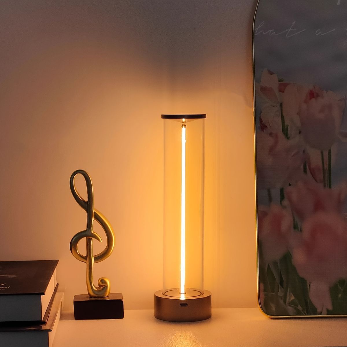 Minimalist Table Lamp Cordless Lamp Rechargeable Lamp Touch Dimmable Lamp - Black - Size 24CM - Image 2