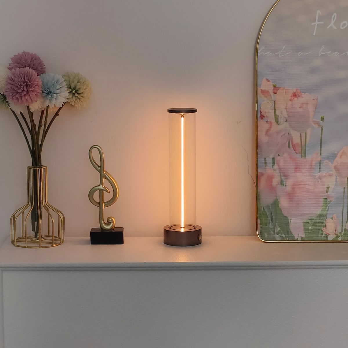 Minimalist Table Lamp Cordless Lamp Rechargeable Lamp Touch Dimmable Lamp - Black - Size 24CM - Image 4