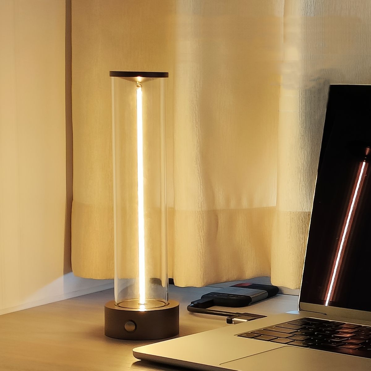 Minimalist Table Lamp Cordless Lamp Rechargeable Lamp Touch Dimmable Lamp - Black - Size 24CM - Image 5
