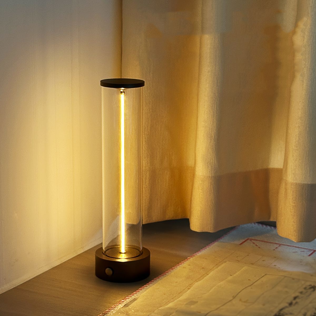 Minimalist Table Lamp Cordless Lamp Rechargeable Lamp Touch Dimmable Lamp - Black - Size 24CM - Image 7