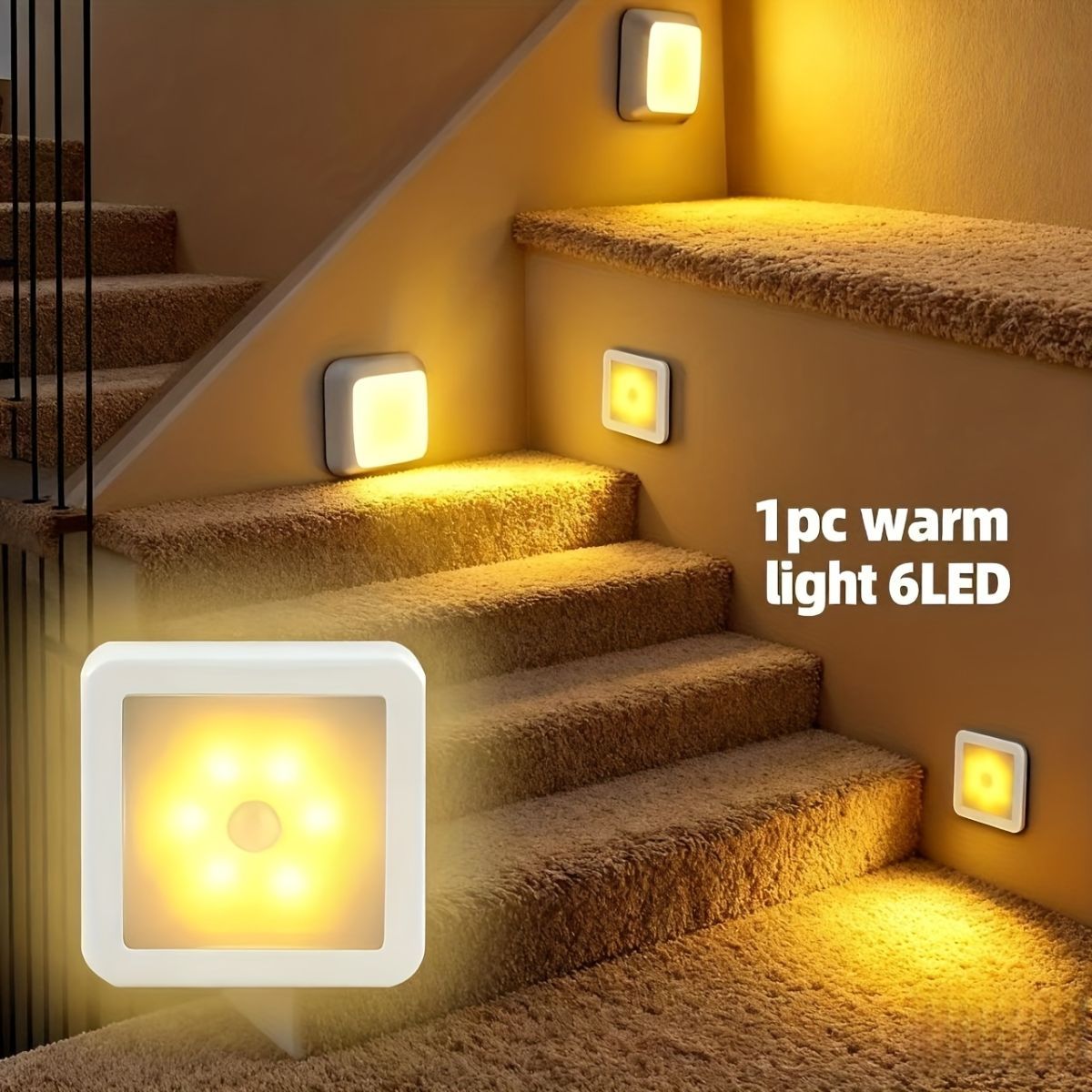 White Smart Motion Sensing Light 6-LED Light Wireless Light IP44 Light Automatic On - Image 1