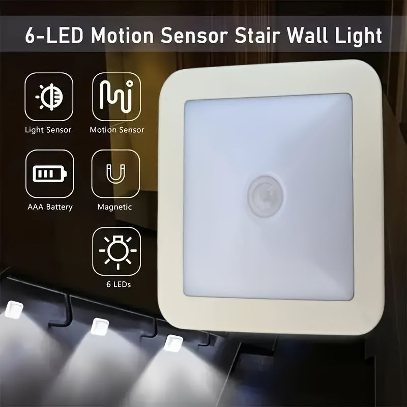 White Smart Motion Sensing Light 6-LED Light Wireless Light IP44 Light Automatic On - Image 3