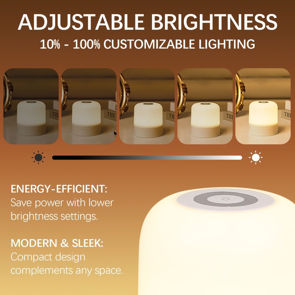 White Portable LED Table Lamp USB-C Rechargeable Lamp Adjustable Brightness Lamp 3 - Image 3