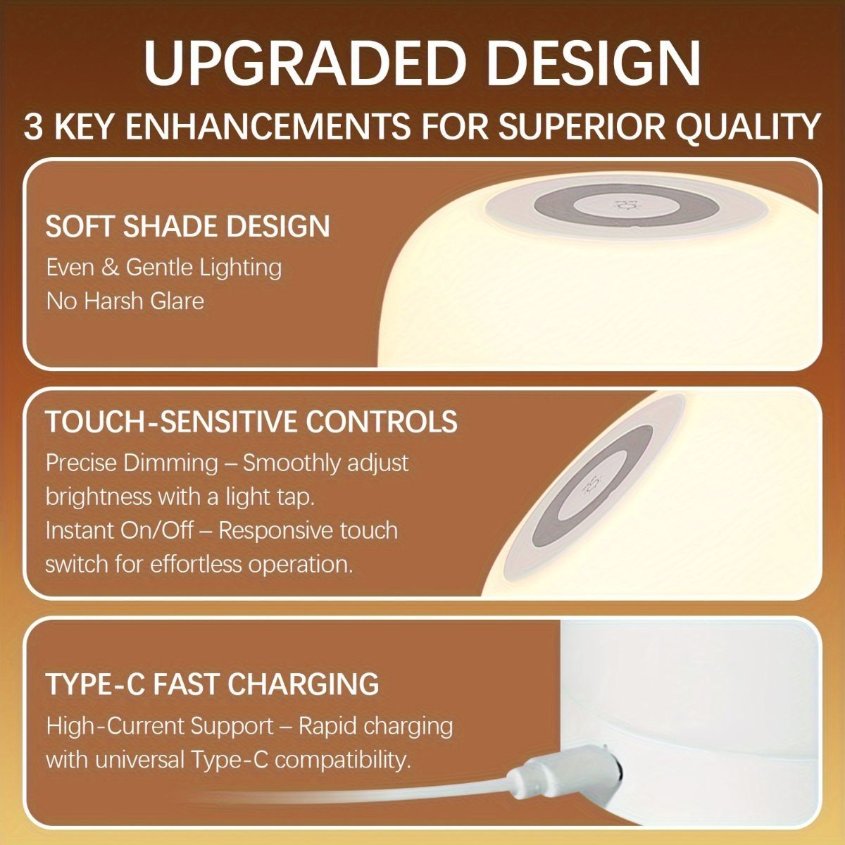 White Portable LED Table Lamp USB-C Rechargeable Lamp Adjustable Brightness Lamp 3 - Image 6