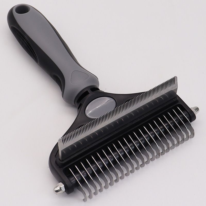 Pet Hair Remover Brush Double-Sided Pet Brush Pet Grooming Tool Dog Brush Cat - Gray - Size Large -91 teeth - Image 1