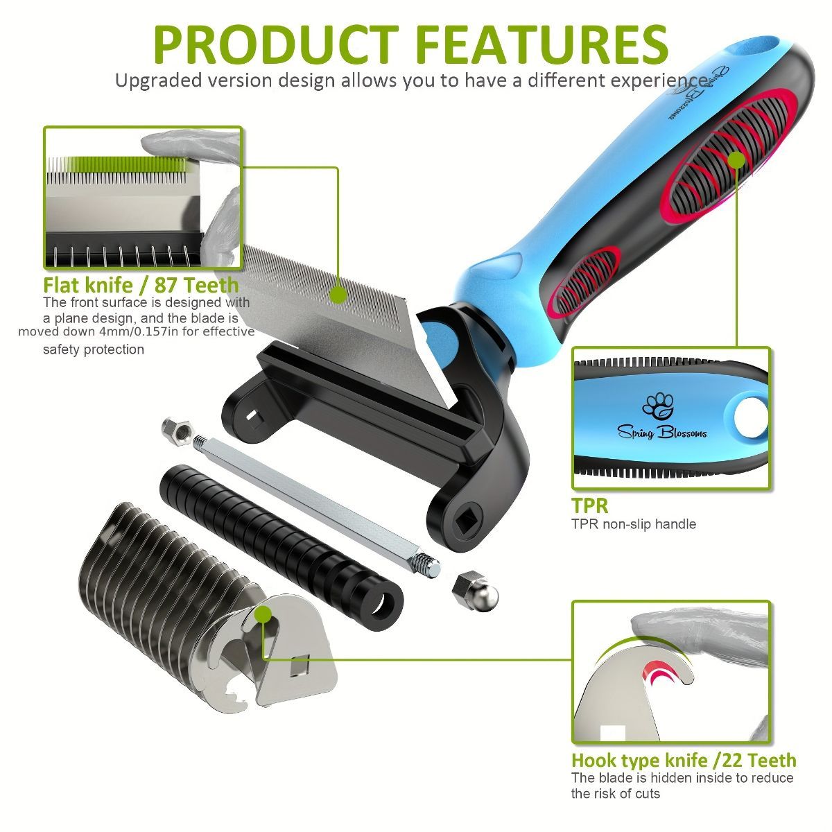 Pet Hair Remover Brush Double-Sided Pet Brush Pet Grooming Tool Dog Brush Cat - Purple - Size Small size -fine teeth 67 - Image 2