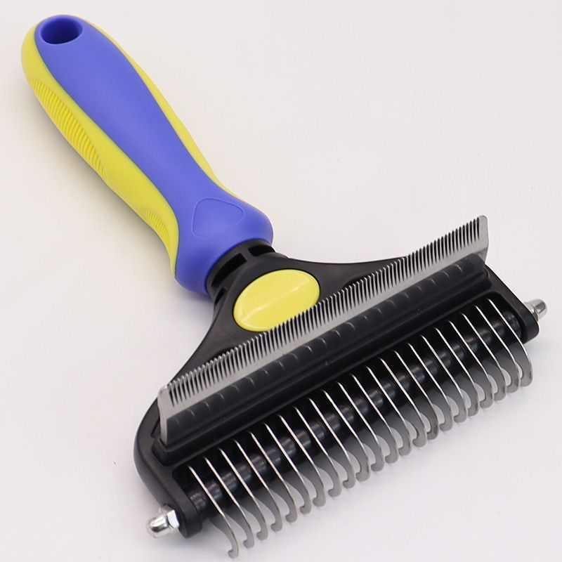 Pet Hair Remover Brush Double-Sided Pet Brush Pet Grooming Tool Dog Brush Cat - Royal Blue - Size Large -91 teeth - Image 1