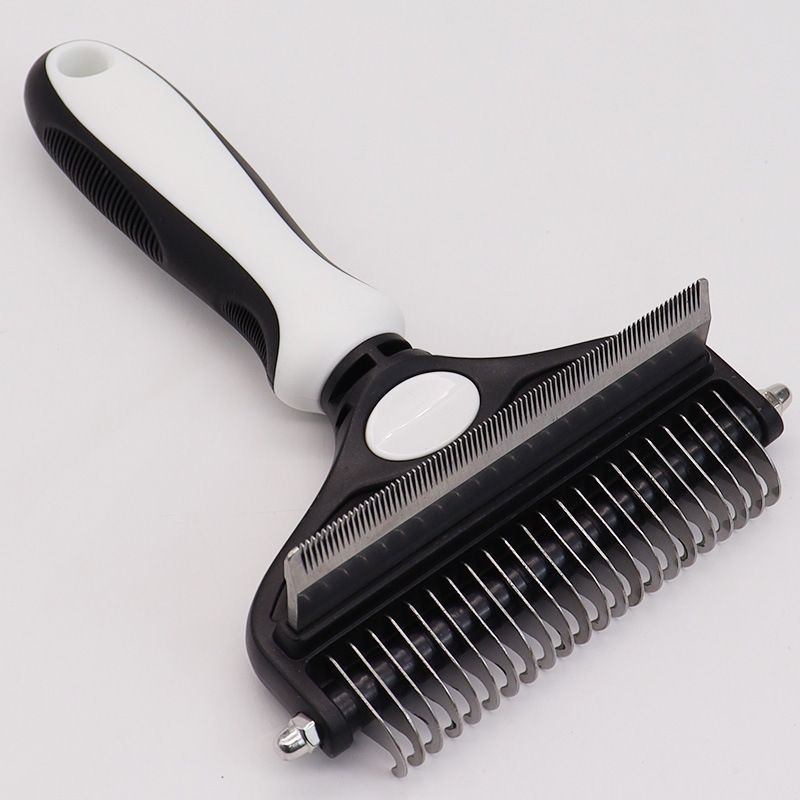 Pet Hair Remover Brush Double-Sided Pet Brush Pet Grooming Tool Dog Brush Cat - White - Size Large -91 teeth - Image 1