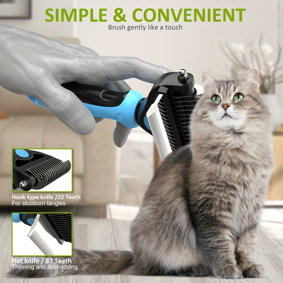 Pet Hair Remover Brush Double-Sided Pet Brush Pet Grooming Tool Dog Brush Cat - White - Size Small size -fine teeth 67 - Image 4
