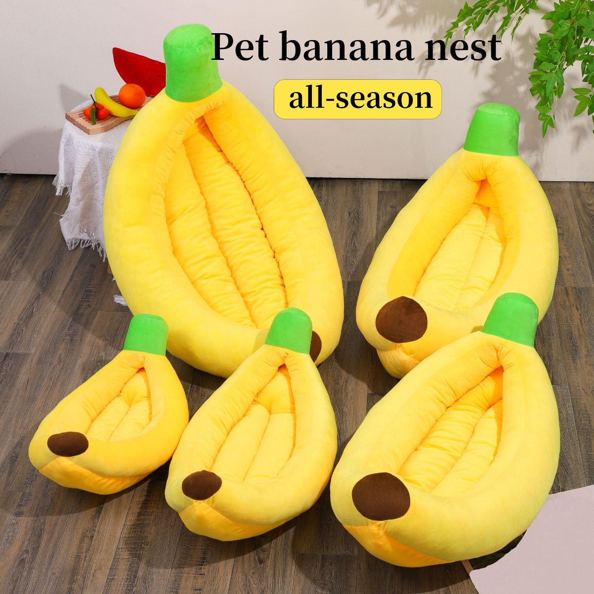 Banana-Shaped Pet Bed Removable Washable Pet Bed Small Medium Dog Bed Cat Bed - Green - Size 58-35CM - Image 6