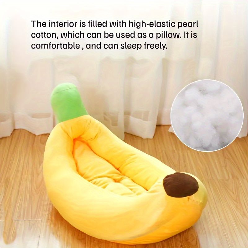 Banana-Shaped Pet Bed Removable Washable Pet Bed Small Medium Dog Bed Cat Bed - Green - Size 95-45CM - Image 4