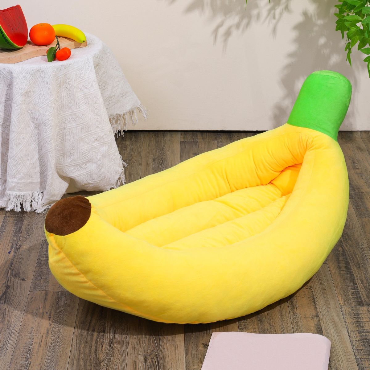 Banana-Shaped Pet Bed Removable Washable Pet Bed Small Medium Dog Bed Cat Bed - Pink - Size 78-40CM - Image 2