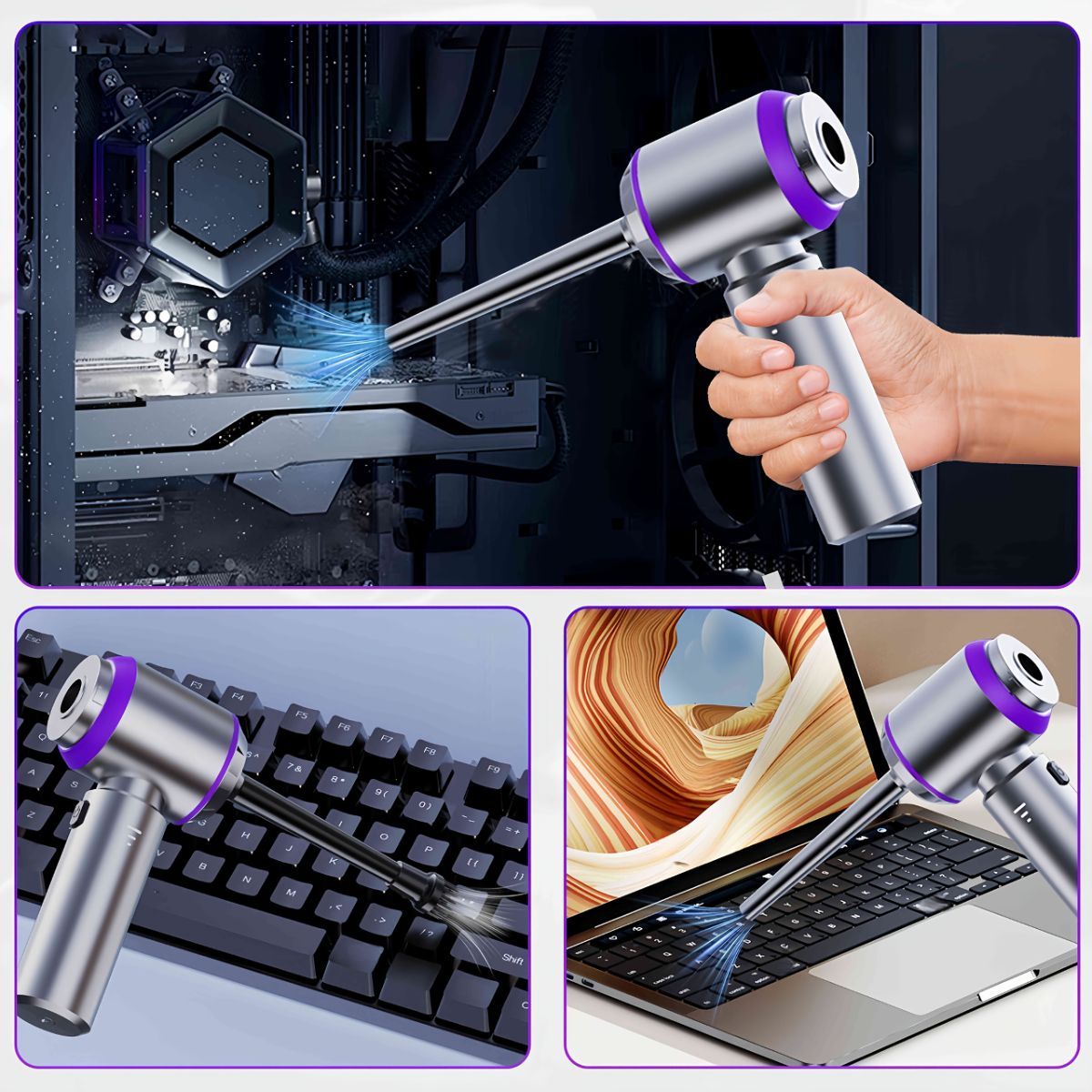 Portable Wireless Vacuum Cleaner 20000PA Vacuum 4-In-1 Vacuum Hand-Held - Gray - Size Brush - less motor with three - gear adjustment and power display - Image 5
