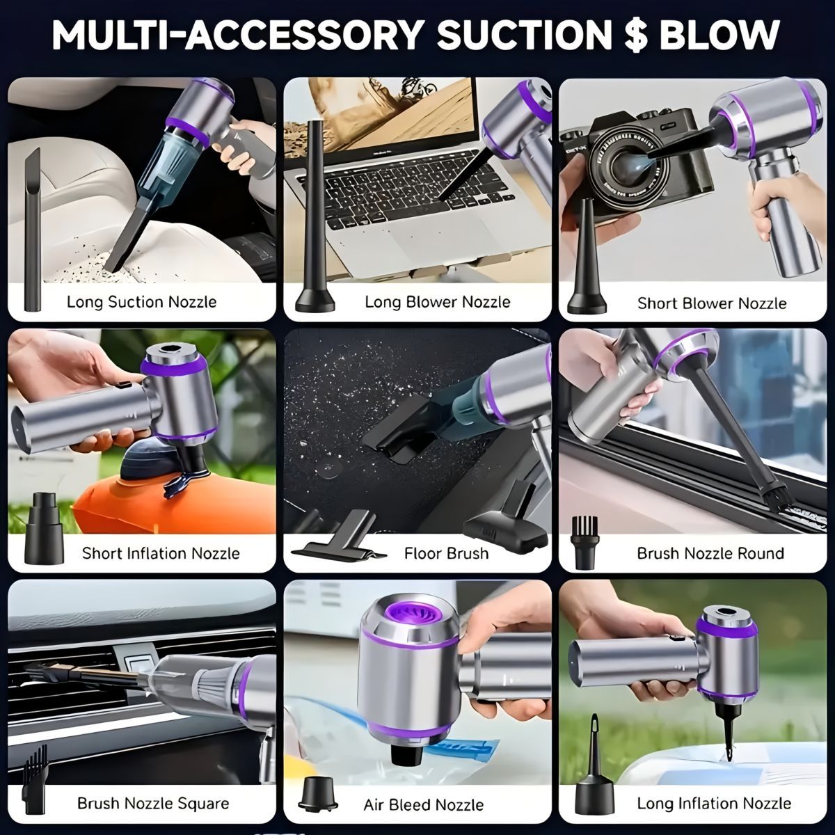 Portable Wireless Vacuum Cleaner 20000PA Vacuum 4-In-1 Vacuum Hand-Held - Gray - Size Brush - less motor with three - gear adjustment and power display - Image 8