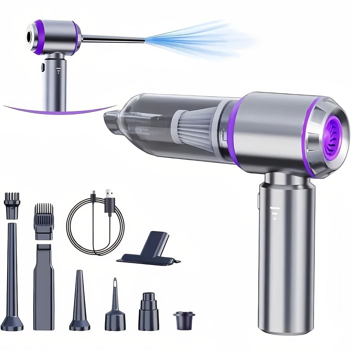 Portable Wireless Vacuum Cleaner 20000PA Vacuum 4-In-1 Vacuum Hand-Held - Purple - Size Brush - less motor with three - gear adjustment and power display - Image 1