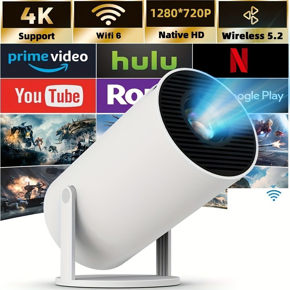 HY300 Pro HD Smart Projector Mini Projector Portable Projector 4K Projector - White - Size 01 - Image 1