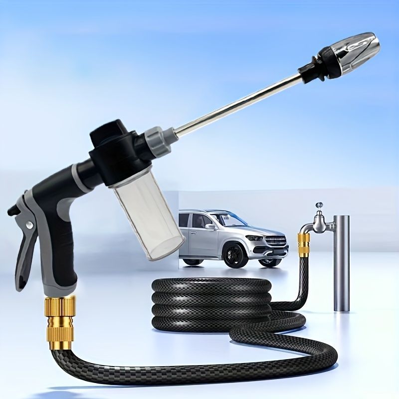 Portable High-Pressure Car Wash Water Gun 3/4-Inch Adapter 1/2-Inch Adapter - Black - Size 01 - Image 1