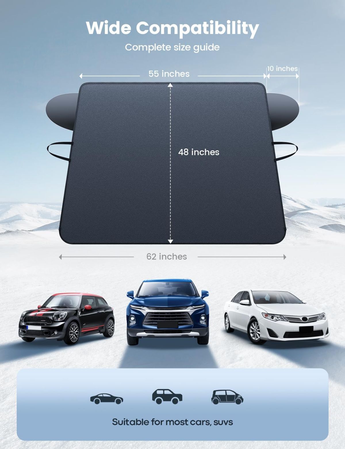 Windshield Cover 800D Oxford Fabric SUV Truck Cover Frost Resistant Waterproof - Black - Size 001 - Image 3