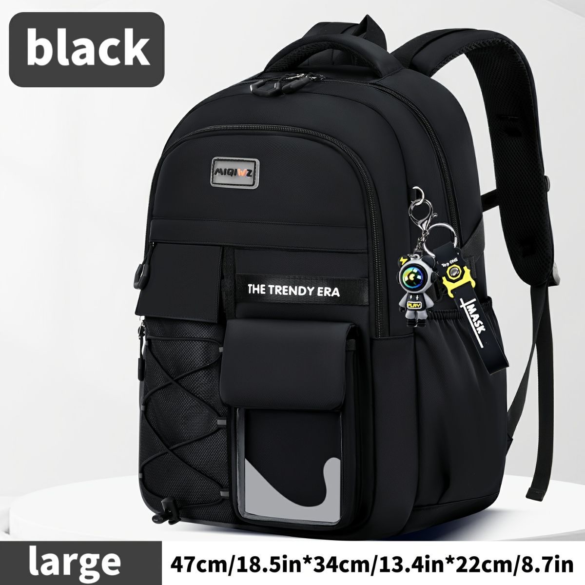 Teenager Backpack Safe Materials Backpack Multiple Compartments Backpack Ample - Black - Size 47-34CM - Image 1