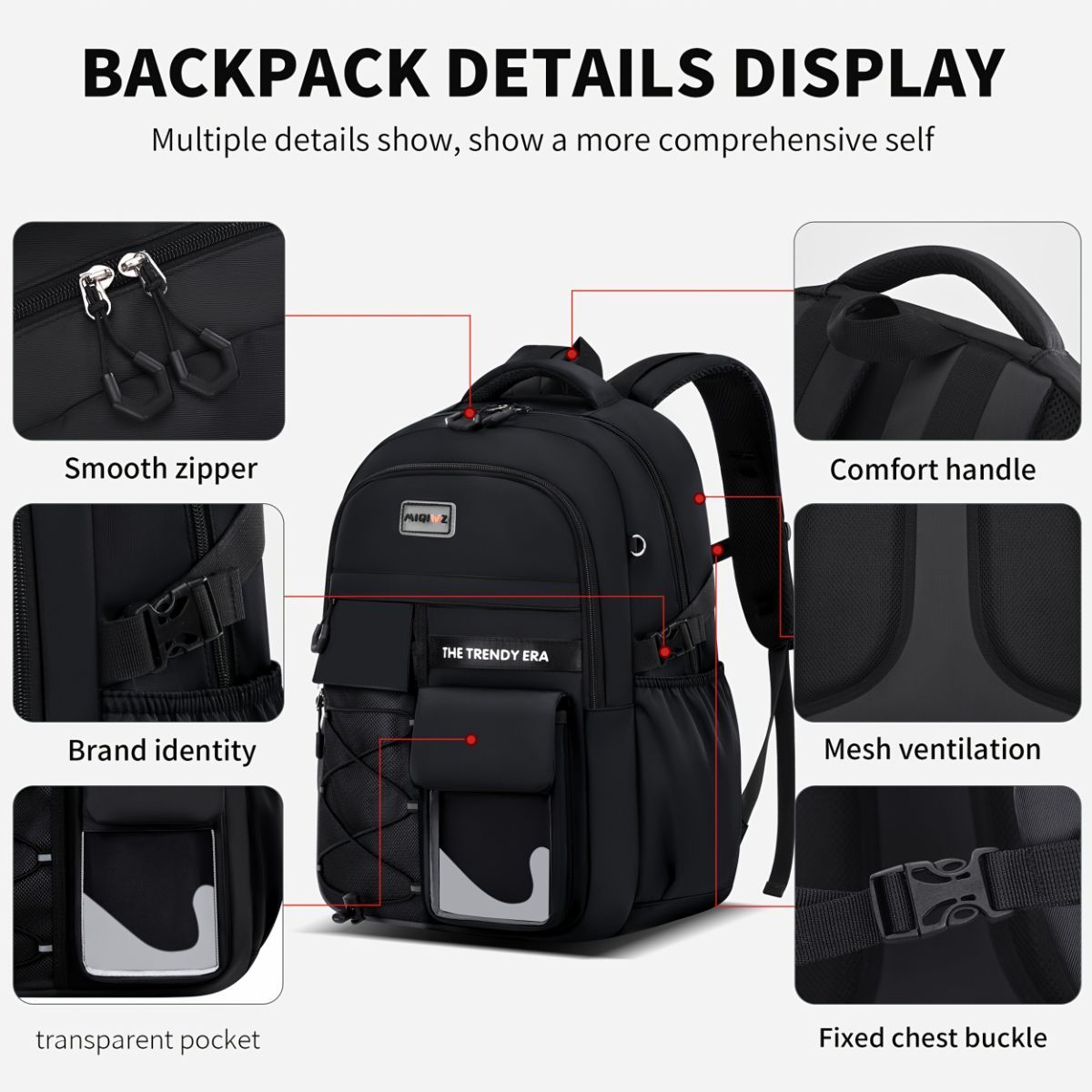 Teenager Backpack Safe Materials Backpack Multiple Compartments Backpack Ample - Pink - Size 44-32CM - Image 3