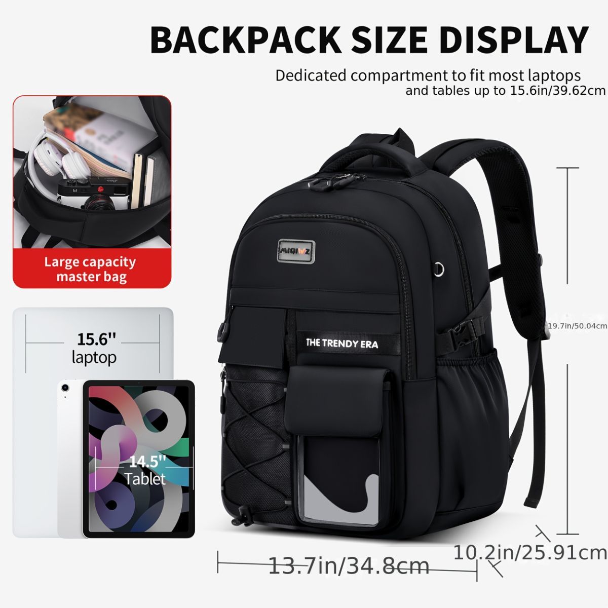 Teenager Backpack Safe Materials Backpack Multiple Compartments Backpack Ample - White - Size 44-32CM - Image 5