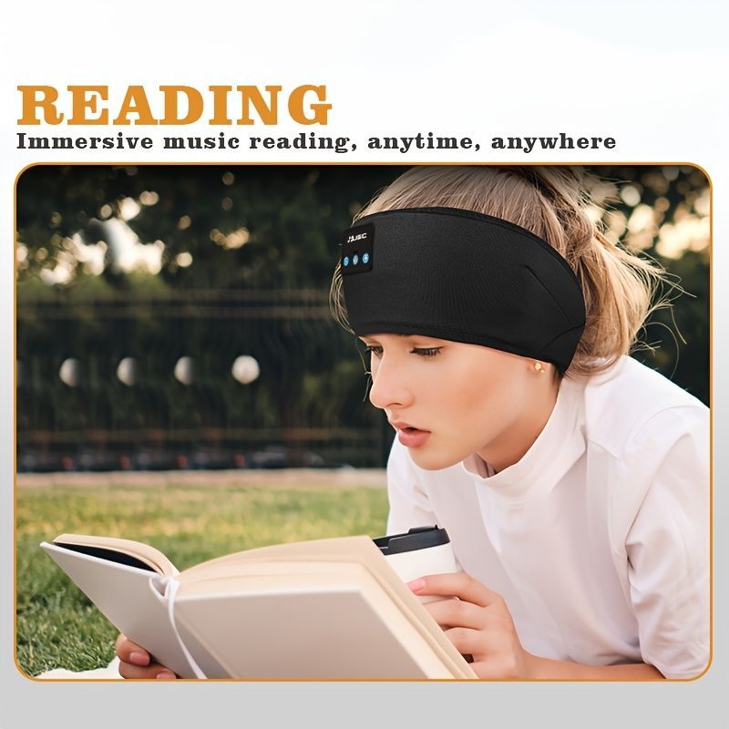 Wireless Sleep Headphones Headband Headphones Music Eye Mask Side Sleeper - Black - Size 001 - Image 8