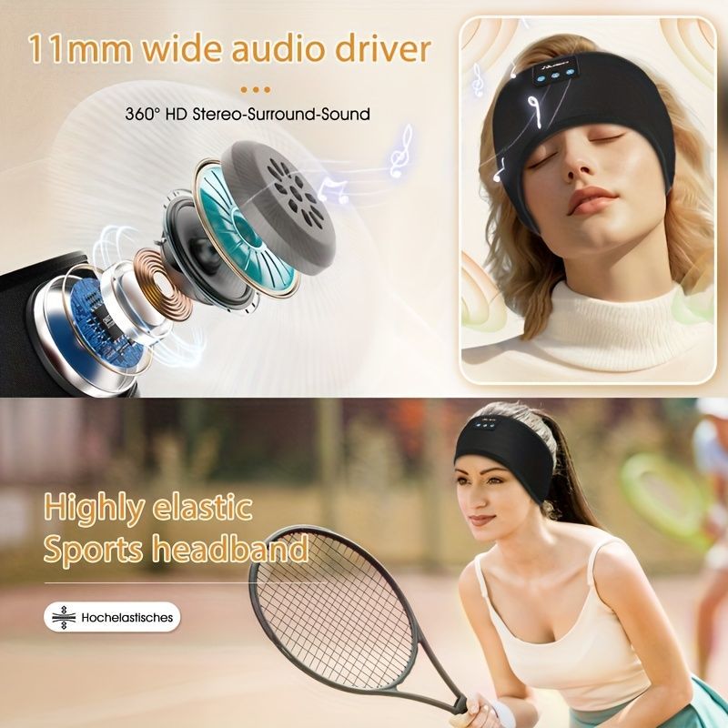 Wireless Sleep Headphones Headband Headphones Music Eye Mask Side Sleeper - Blue - Size 001 - Image 5