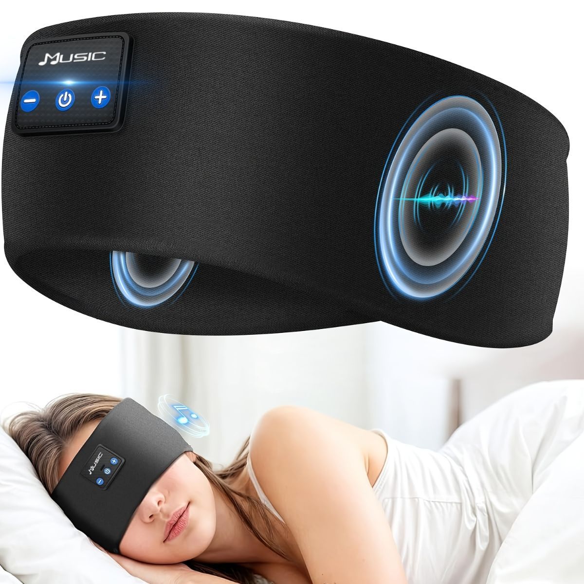 Wireless Sleep Headphones Headband Headphones Music Eye Mask Side Sleeper - Gray - Size 001 - Image 2