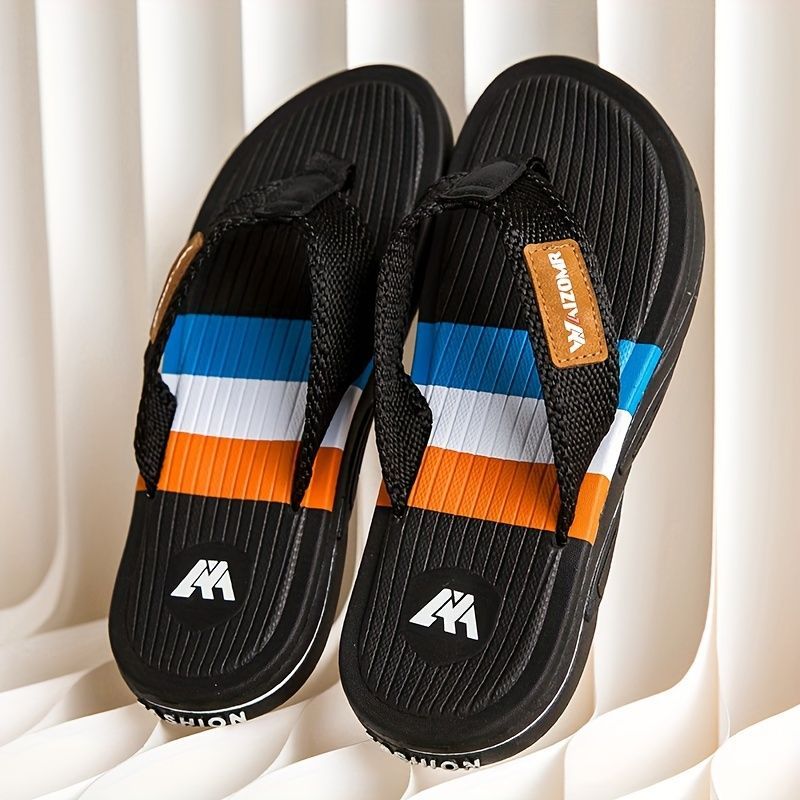 Men'S Flip-Flops Summer Sandals Thick-Soled Anti-Slip Anti-Odor Wear-Resistant - Black - Size 40 - Image 1