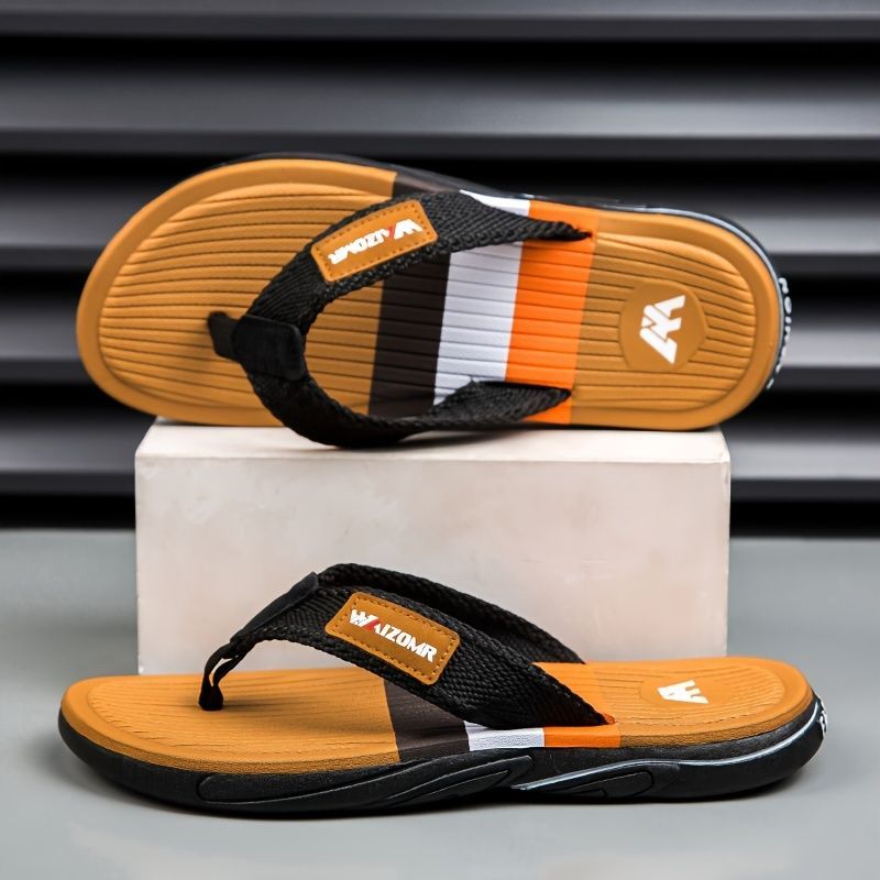 Men'S Flip-Flops Summer Sandals Thick-Soled Anti-Slip Anti-Odor Wear-Resistant - Black - Size 40 - Image 3