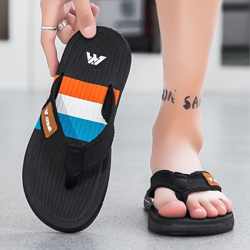 Men'S Flip-Flops Summer Sandals Thick-Soled Anti-Slip Anti-Odor Wear-Resistant - Black - Size 43 - Image 4