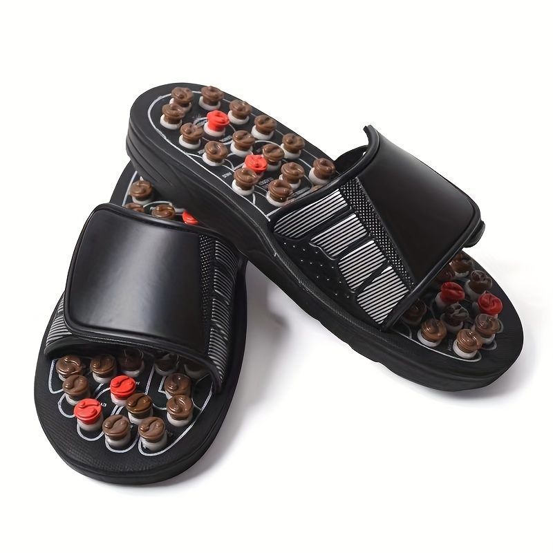 Men'S Slippers Acupressure Slippers Foot Massage Foot Pain Relief Open Toe - Black - Size 44 - Image 1