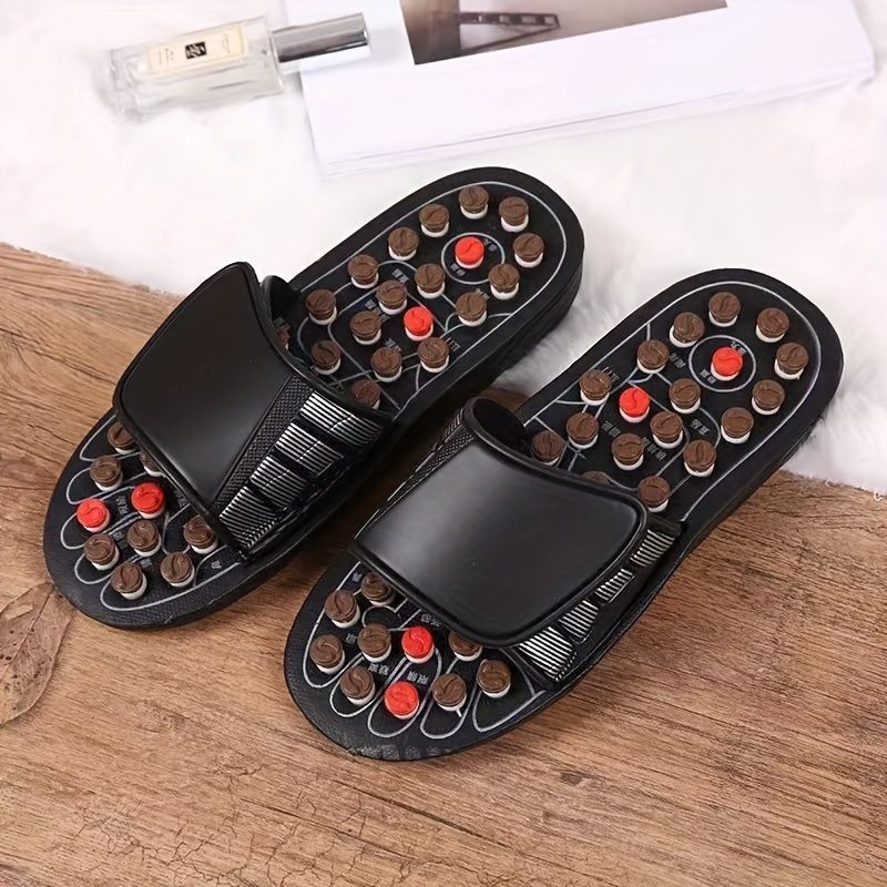 Men'S Slippers Acupressure Slippers Foot Massage Foot Pain Relief Open Toe - Black - Size 44 - Image 5