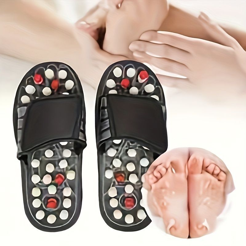 Japanese Acupressure Slippers Rotating Massage Slippers Reflexology Slippers - Black - Size 38 - Image 1