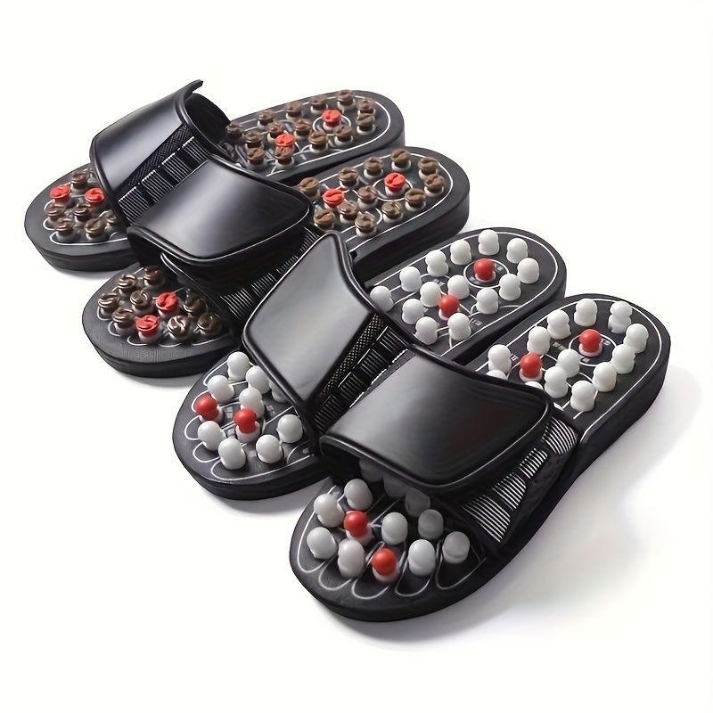 Japanese Acupressure Slippers Rotating Massage Slippers Reflexology Slippers - Black - Size 40 - Image 4