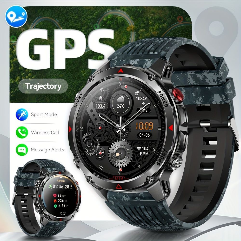 Men'S Outdoor Smart Watch GPS Sports Watch Water-Resistant Smart Watch Wireless - Black orange - Size 01 - Image 6