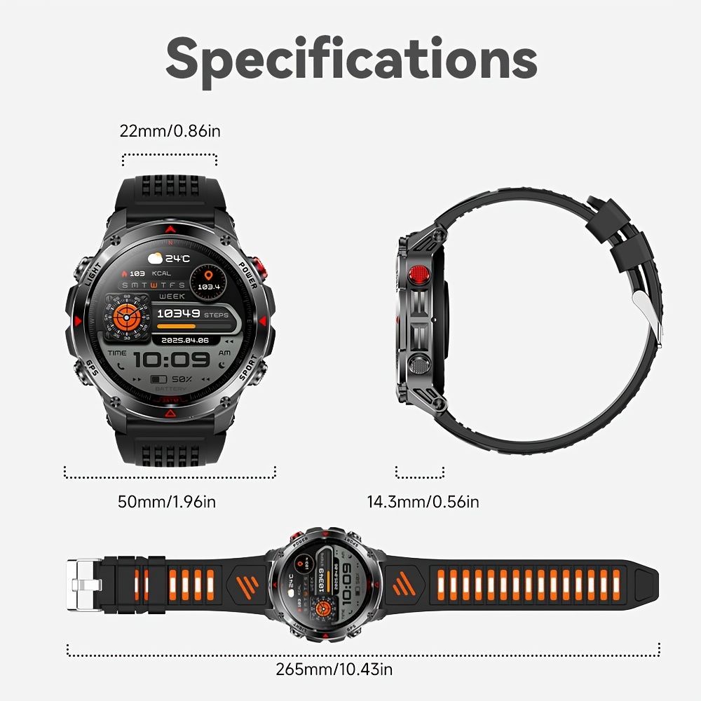 Men'S Outdoor Smart Watch GPS Sports Watch Water-Resistant Smart Watch Wireless - Blue - Size 01 - Image 7