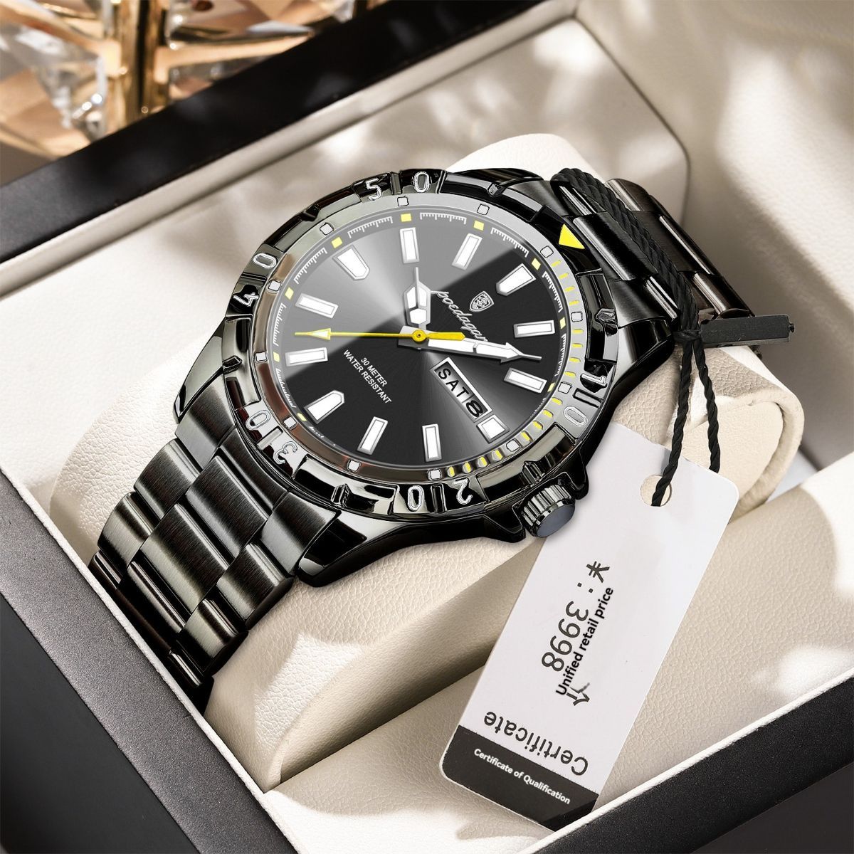 Men'S Watch Stainless Steel Watch Blue Dial Watch Water-Resistant Watch - 959 Black - Size 01 - Image 1