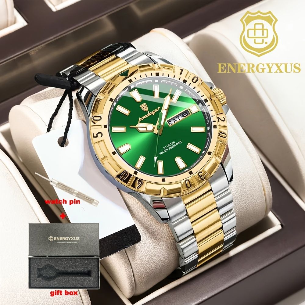 Men'S Watch Stainless Steel Watch Blue Dial Watch Water-Resistant Watch - 959 Golden - Size 01 - Image 4