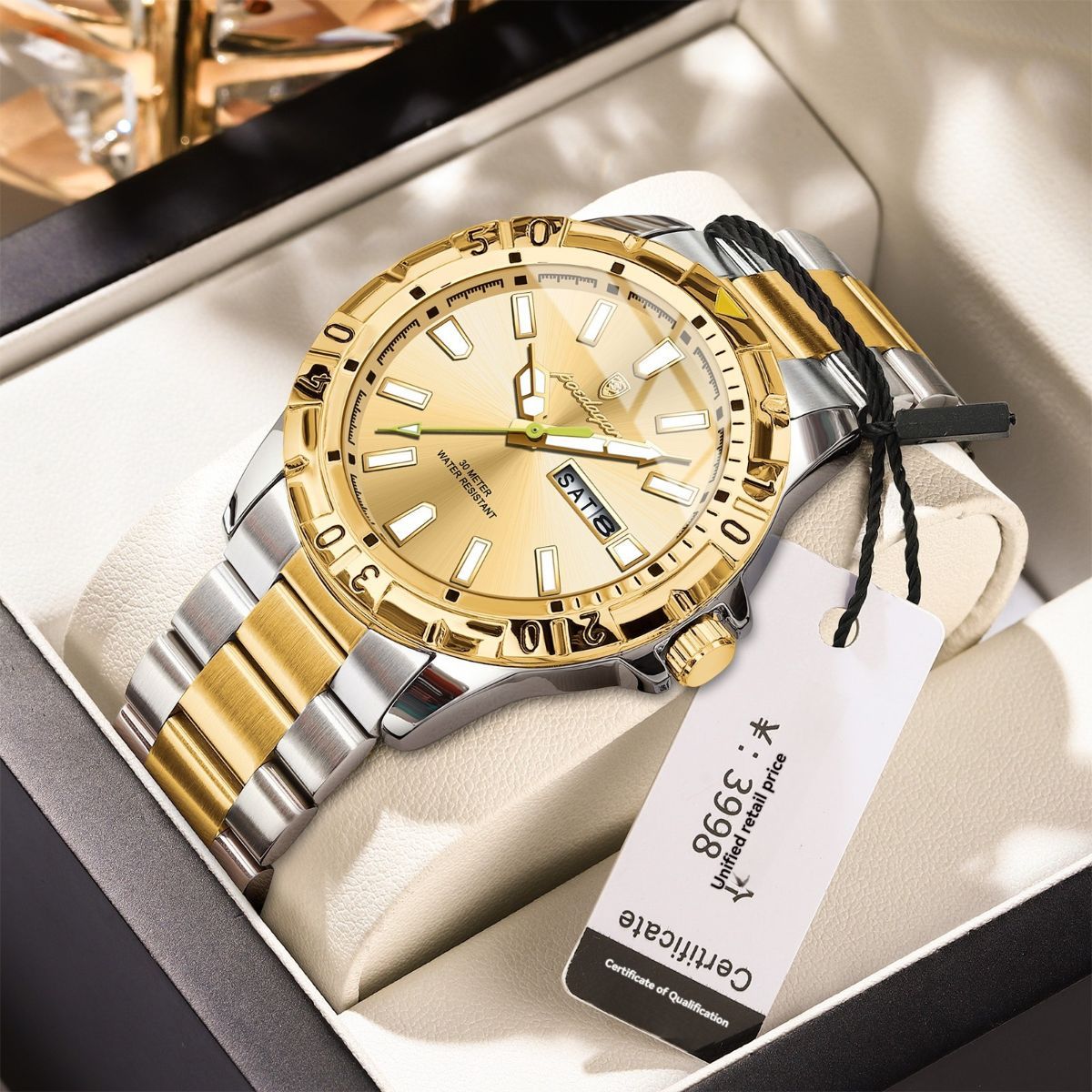 Men'S Watch Stainless Steel Watch Blue Dial Watch Water-Resistant Watch - 959 gold silver - Size 01 - Image 1
