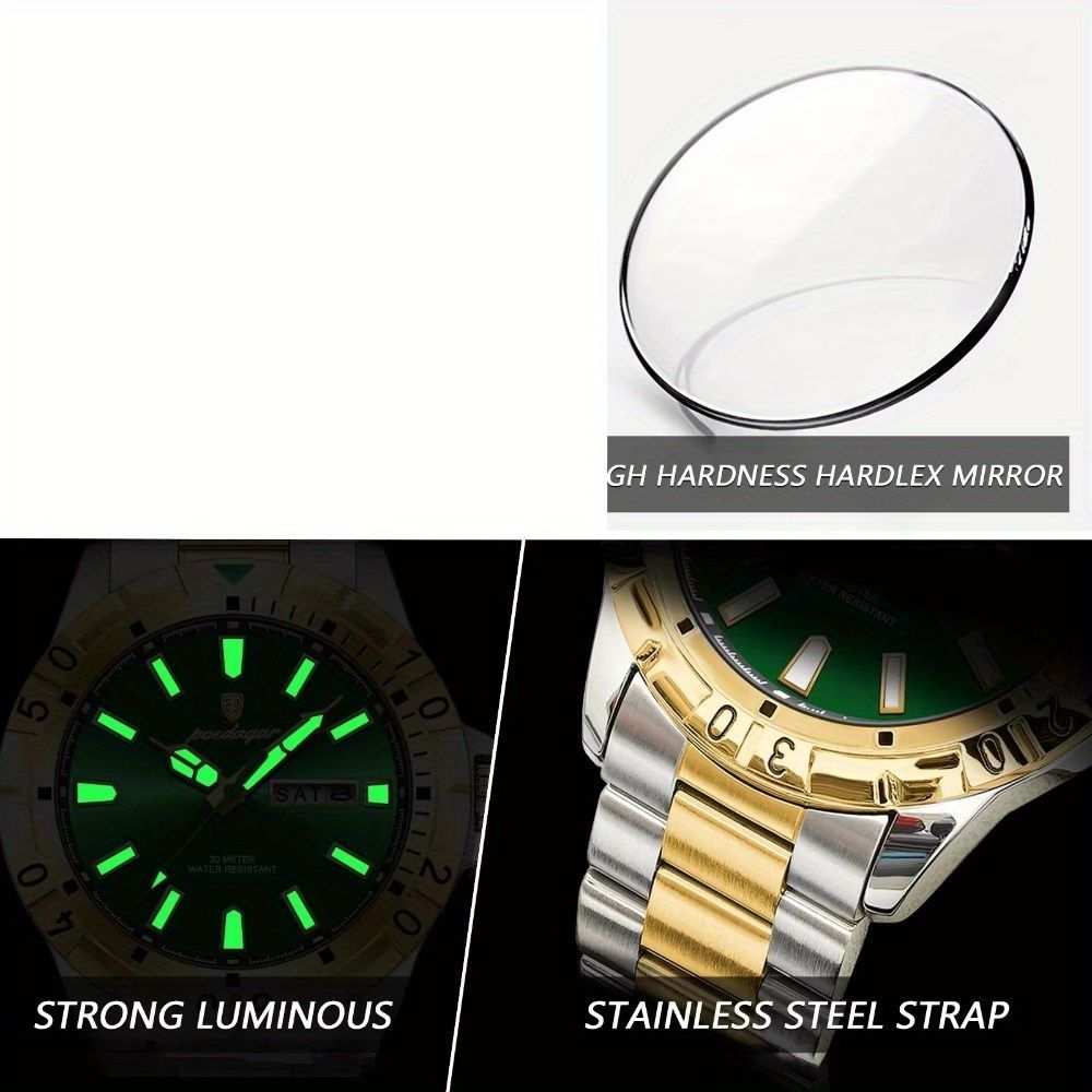 Men'S Watch Stainless Steel Watch Blue Dial Watch Water-Resistant Watch - 959Silver Green - Size 01 - Image 5